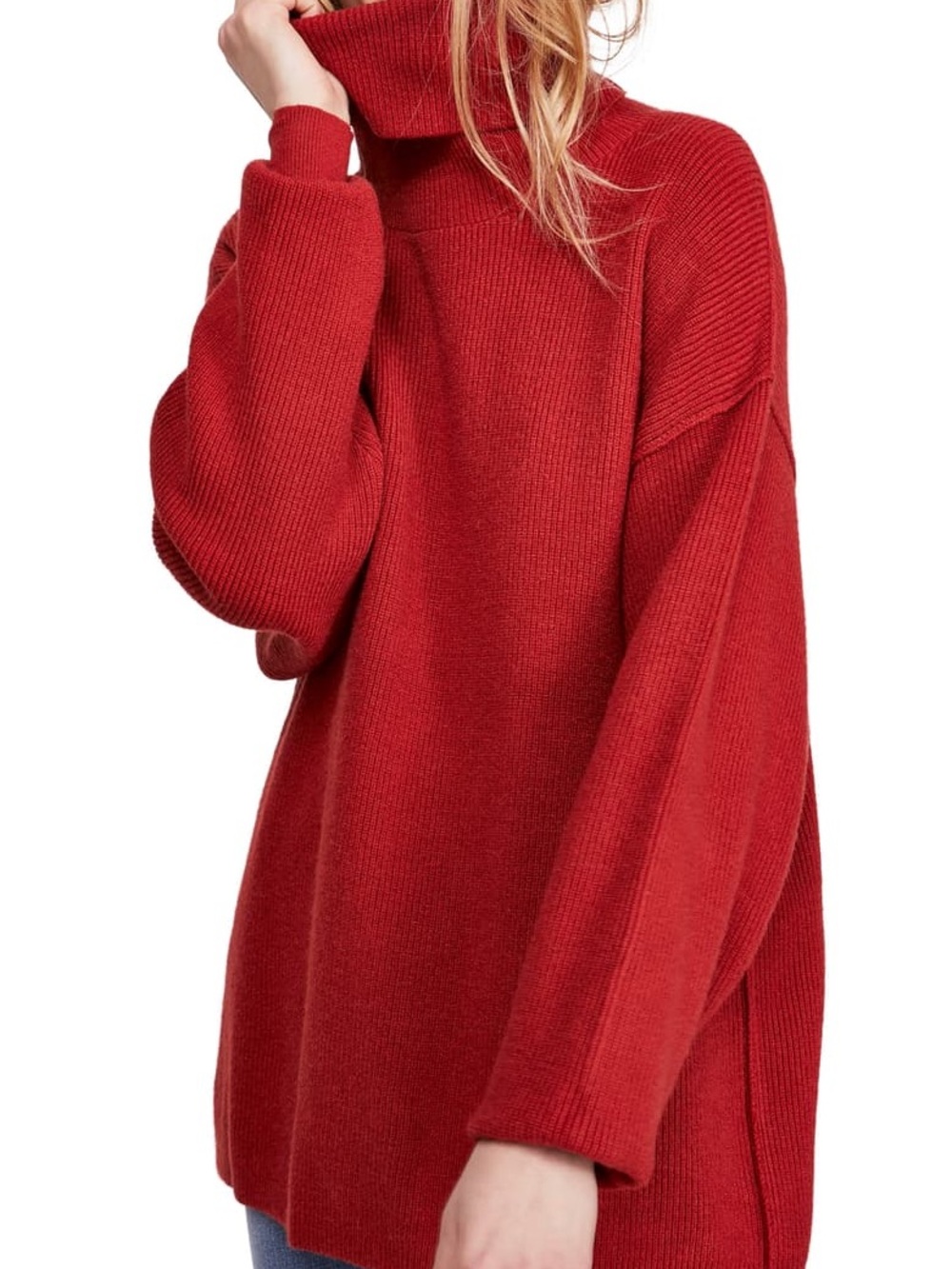 Free People Softly Structured Oversized Tunic Sweater in Pink